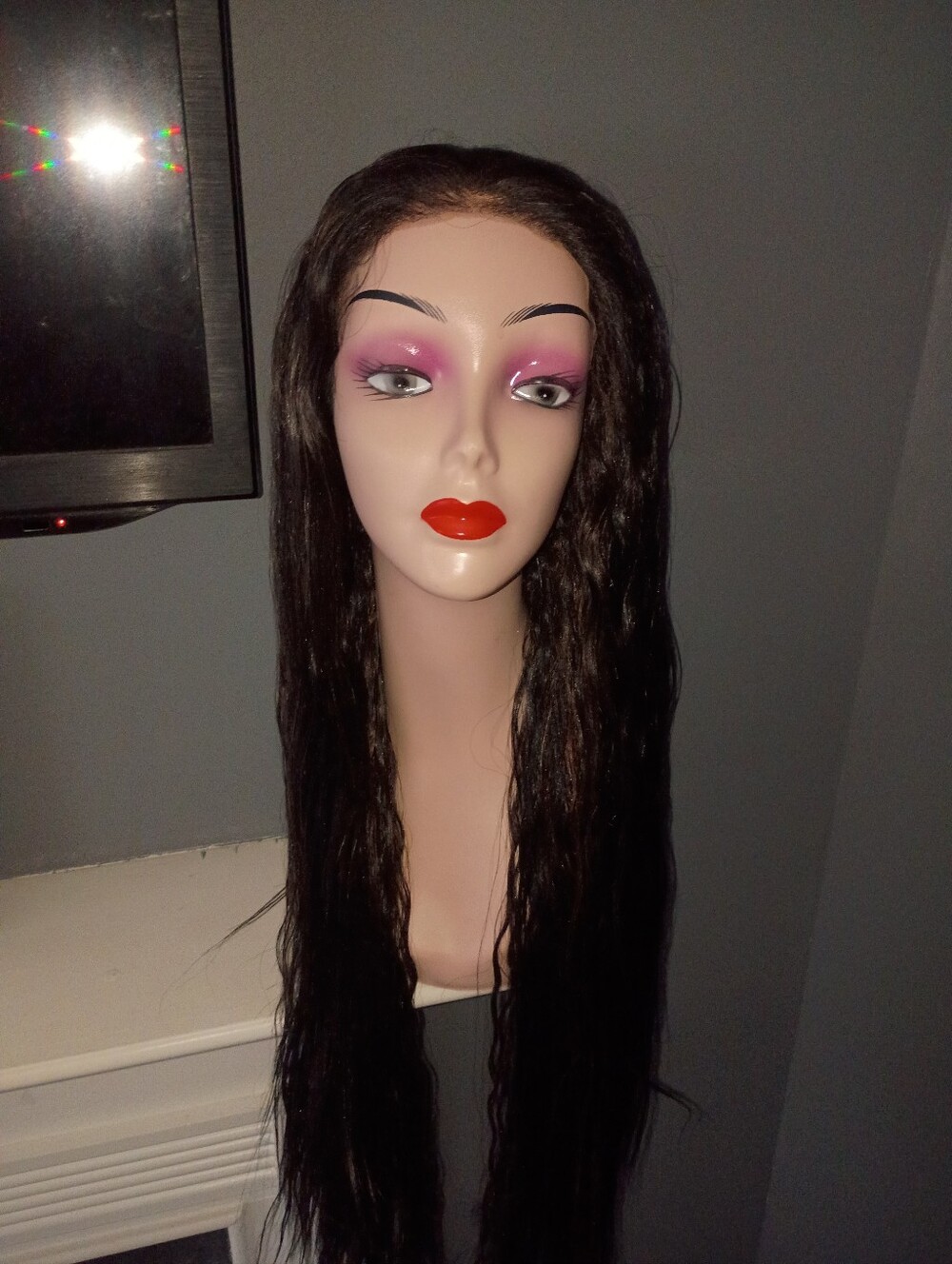 Natural Straight Black Womens Lace Front Wig With Mild Waves
